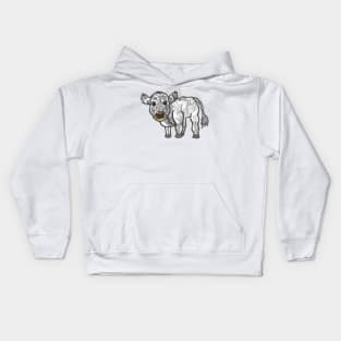 Grey fluffy cow Kids Hoodie